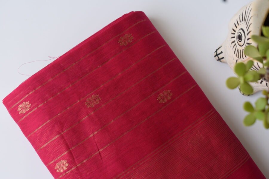 Maheshwari Laddo Border Butidar Hot Pink Saree - Image 14