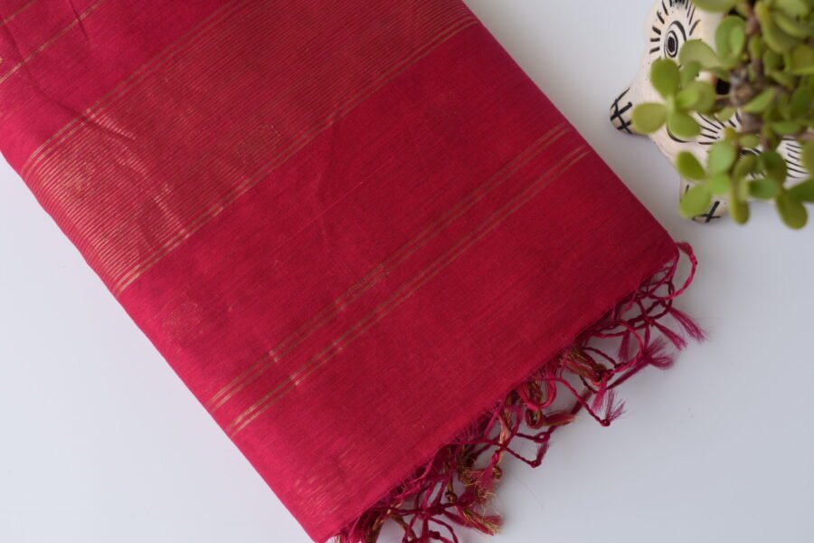 Maheshwari Laddo Border Butidar Hot Pink Saree - Image 13