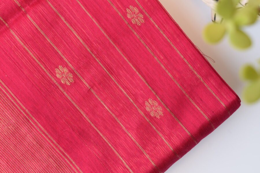Maheshwari Laddo Border Butidar Hot Pink Saree - Image 9