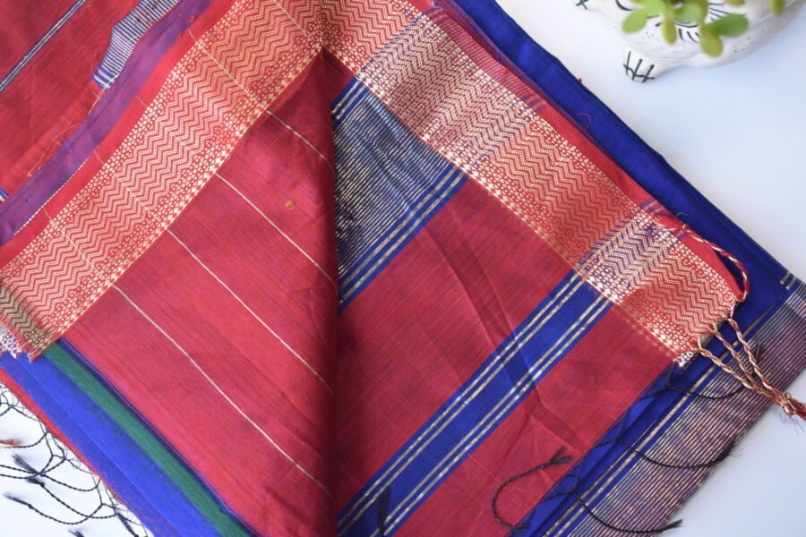 Maheshwari Narmada Border Blue Saree - Image 16