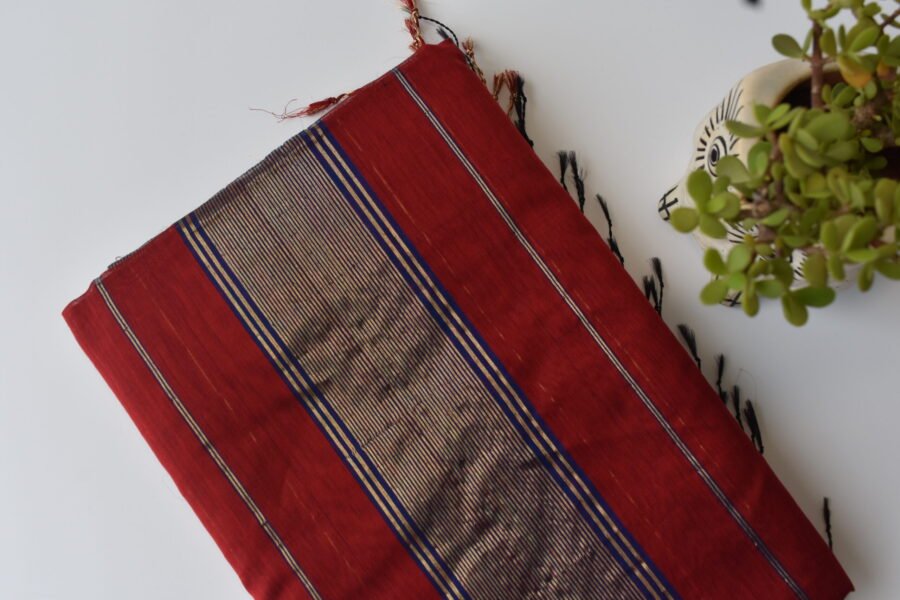 Maheshwari Narmada Border Blue Saree - Image 10