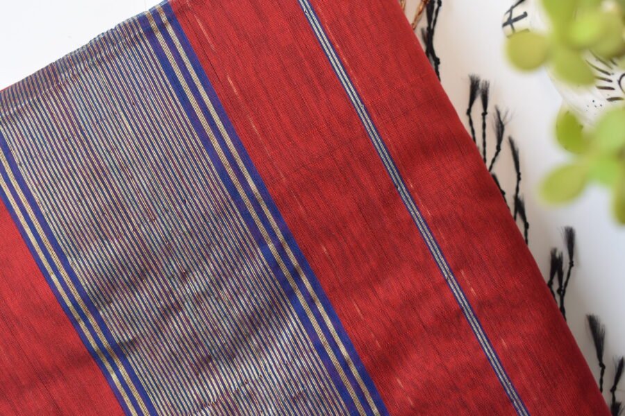 Maheshwari Narmada Border Blue Saree - Image 2