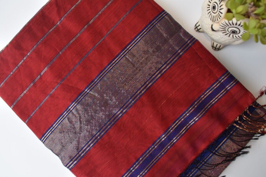 Maheshwari Narmada Border Blue Saree - Image 4