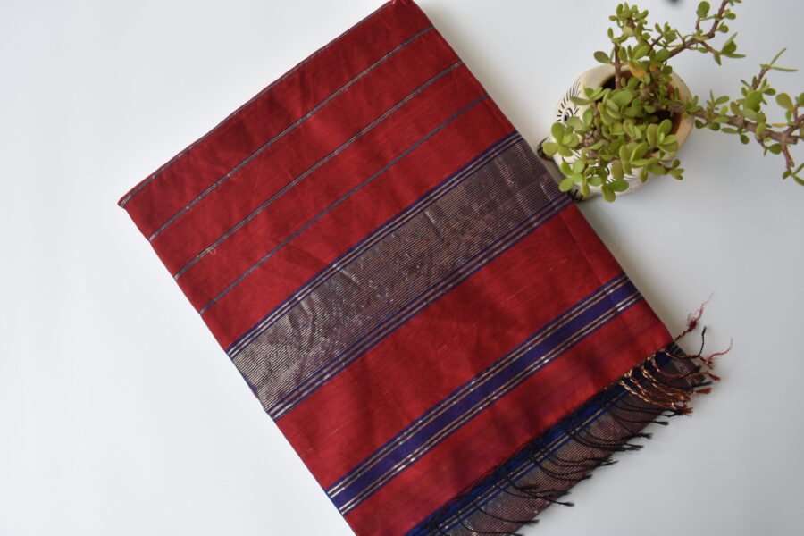 Maheshwari Narmada Border Blue Saree - Image 22