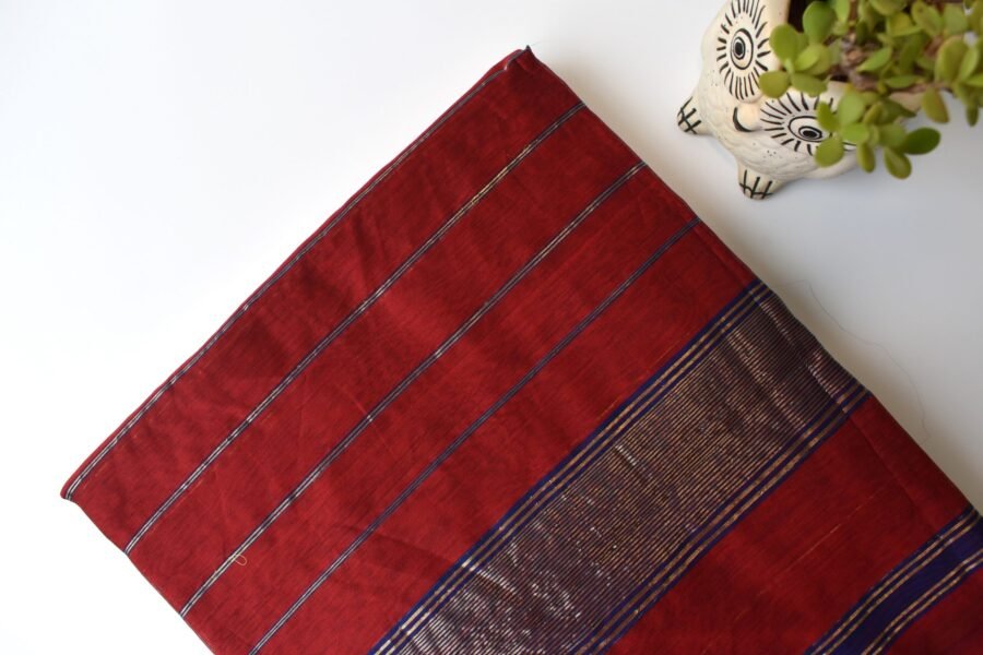 Maheshwari Narmada Border Blue Saree - Image 21