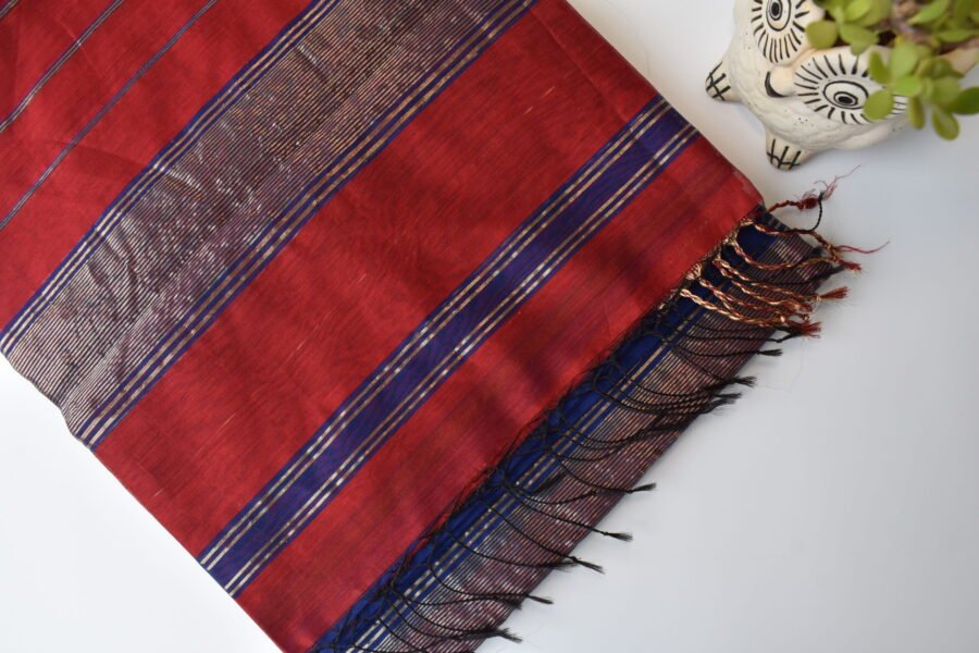 Maheshwari Narmada Border Blue Saree - Image 20