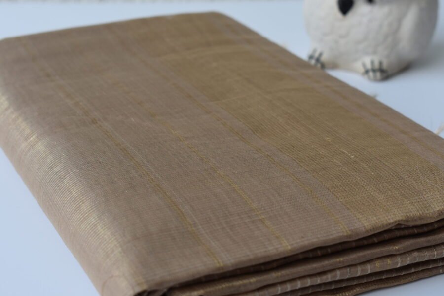 Maheshwari Tissue Beige Dark Saree - Image 6