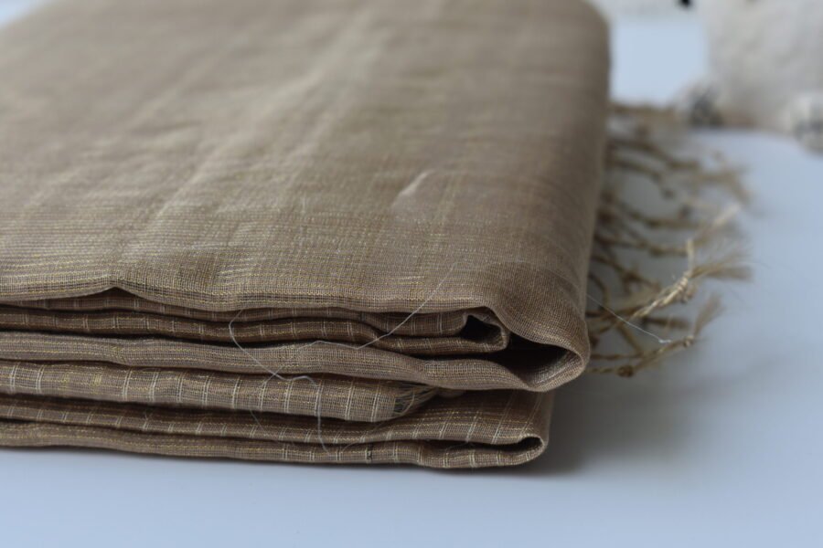 Maheshwari Tissue Beige Dark Saree - Image 5