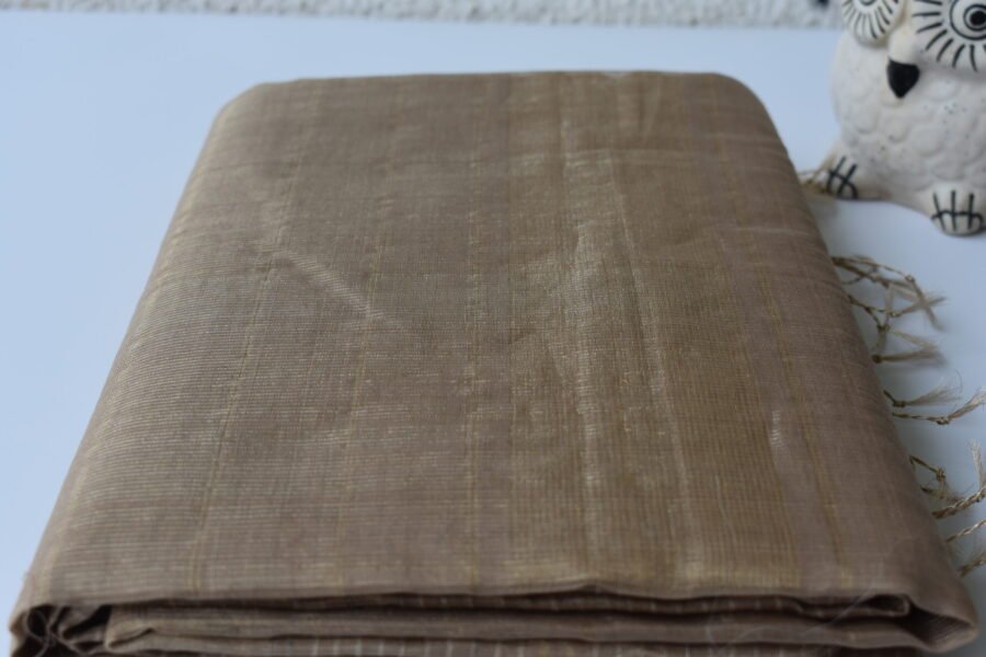 Maheshwari Tissue Beige Dark Saree - Image 4