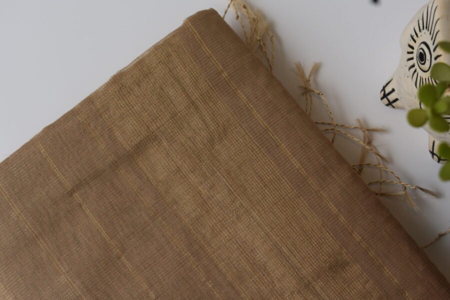 Maheshwari Tissue Beige Dark Saree - Image 14