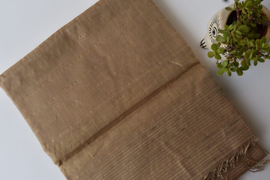 Maheshwari Tissue Beige Dark Saree - Image 2