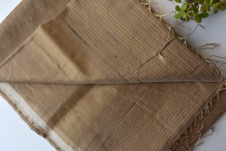 Maheshwari Tissue Beige Dark Saree - Image 3