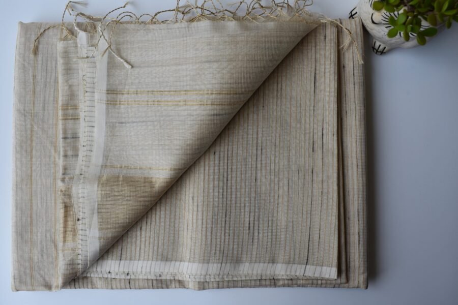 Maheshwari Tissue Beige Light Saree - Image 16