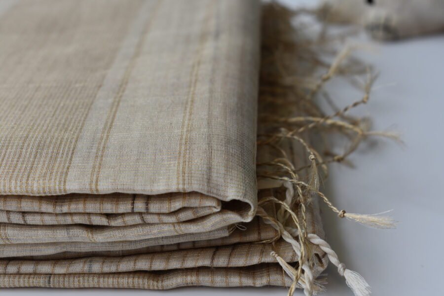 Maheshwari Tissue Beige Light Saree - Image 12