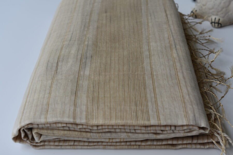 Maheshwari Tissue Beige Light Saree - Image 10