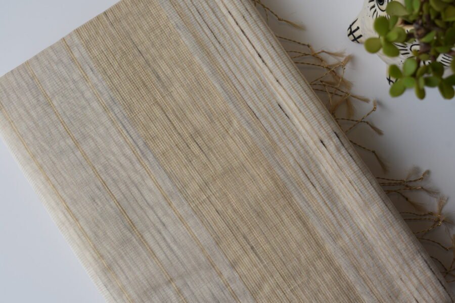 Maheshwari Tissue Beige Light Saree - Image 9