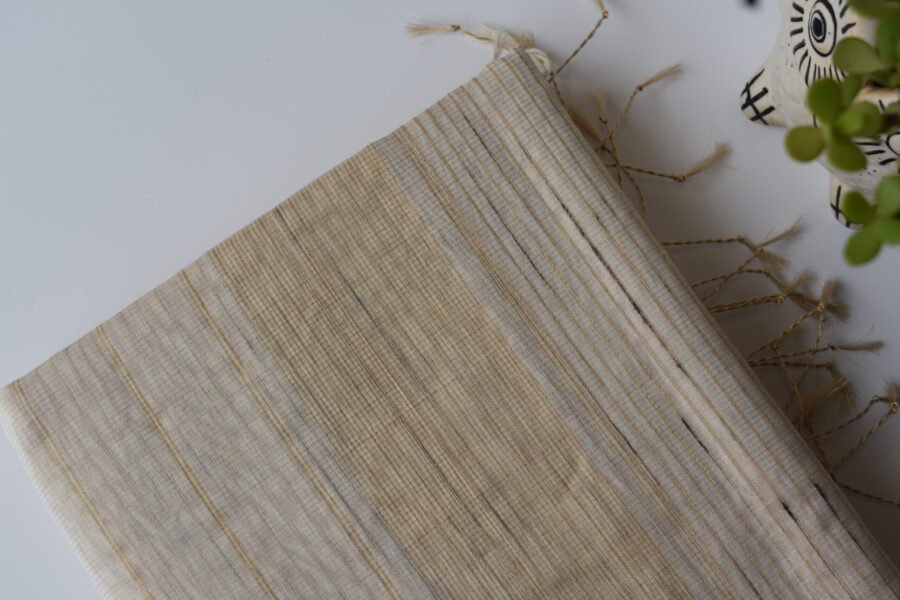 Maheshwari Tissue Beige Light Saree - Image 8