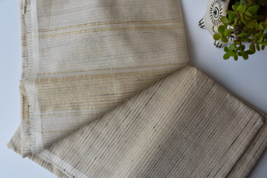 Maheshwari Tissue Beige Light Saree - Image 3