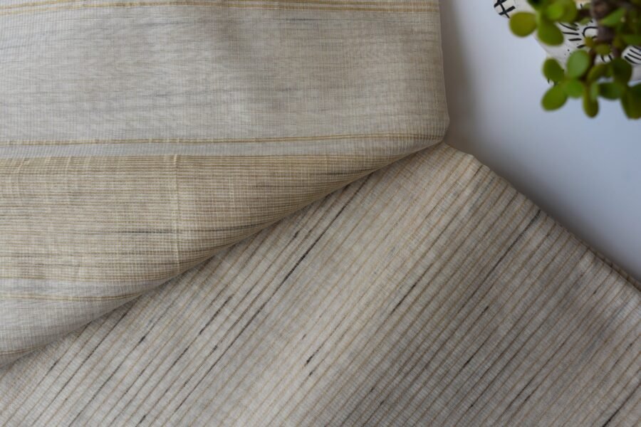 Maheshwari Tissue Beige Light Saree - Image 2
