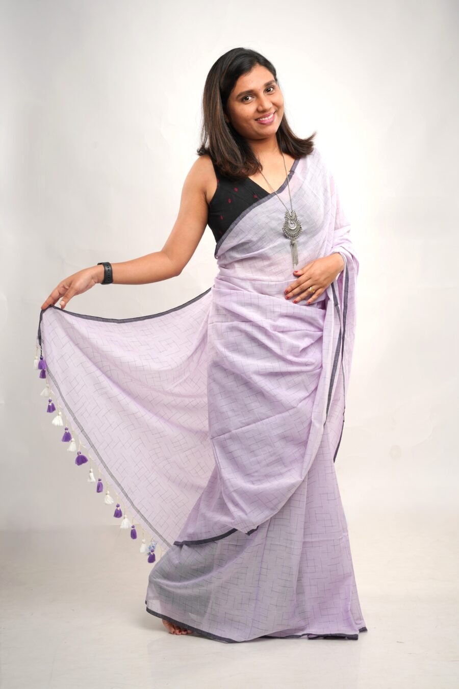 Fresh Lavender Cotton Office Wear Saree