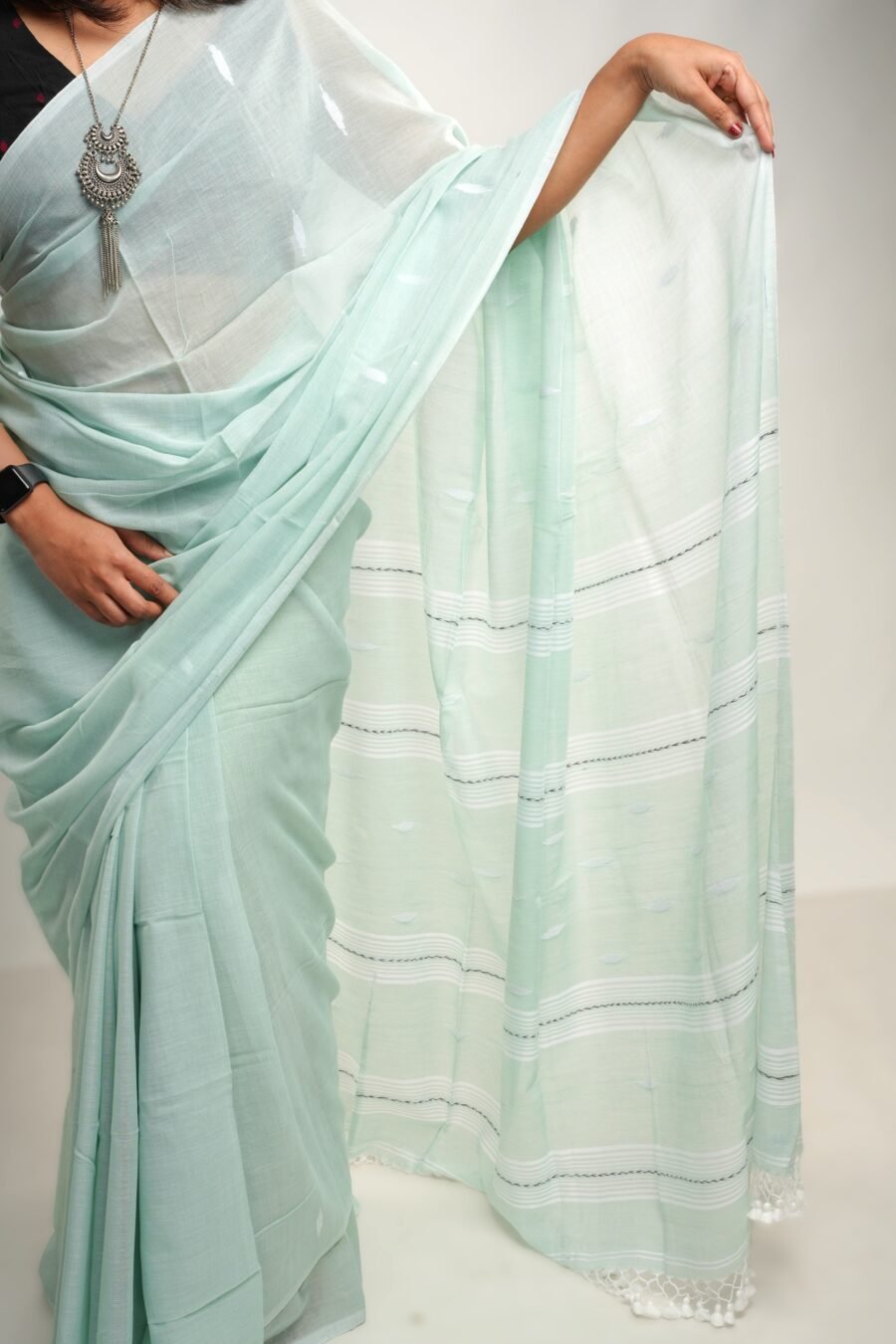 Pista Cotton Office Wear Saree - Image 5