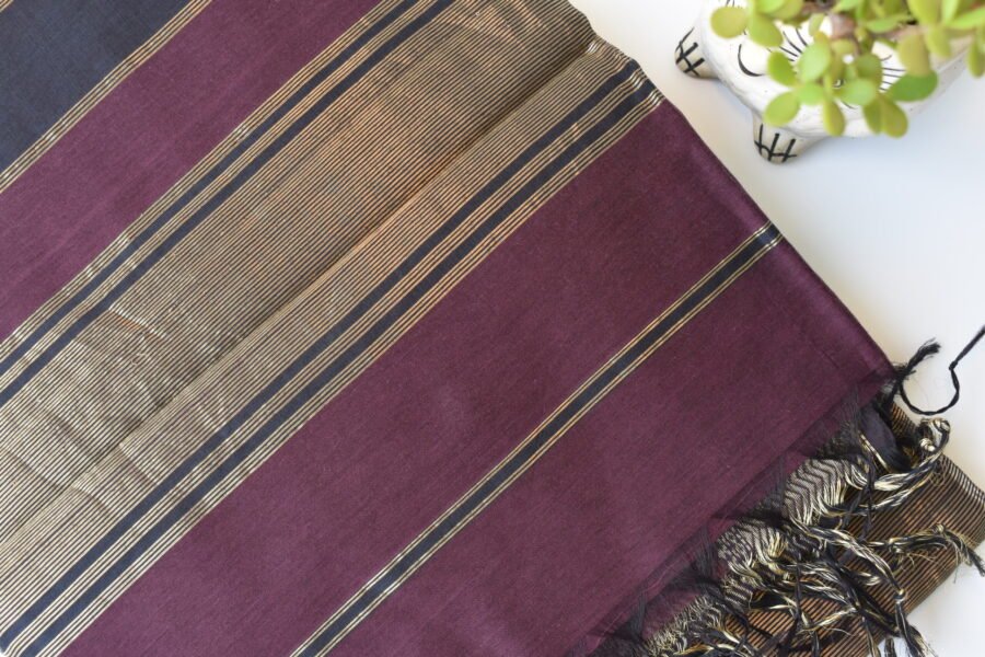 maheshwari-heavy-border-plum-saree