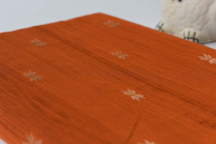 Maheshwari Chameli Border Buti Orange Saree - Image 8