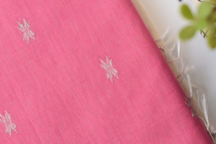 Maheshwari Chameli Border Buti White/Pink Saree - Image 12