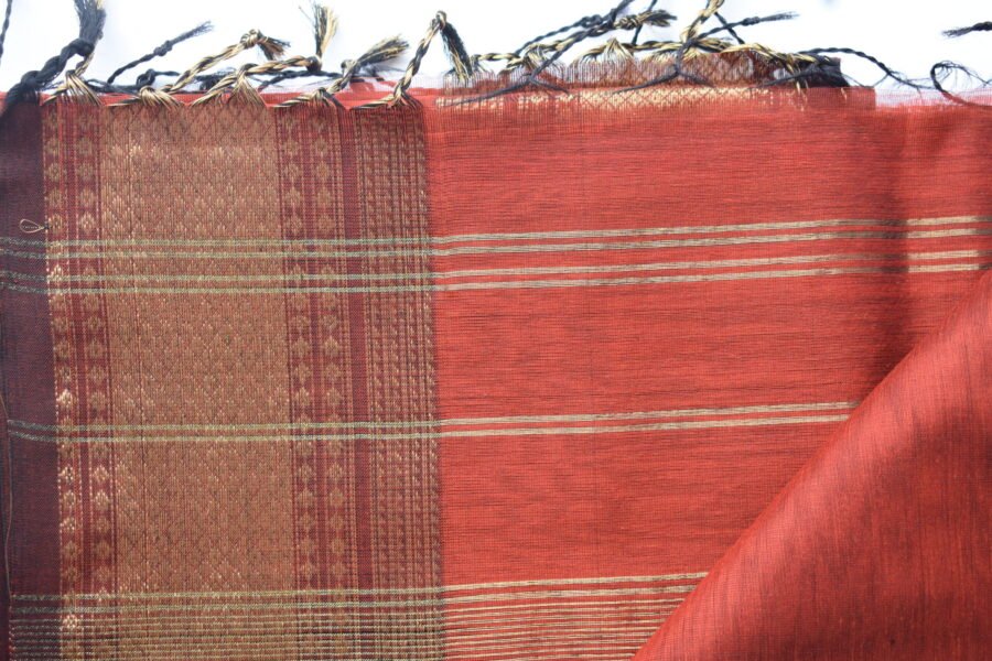 Maheshwari Patti Border Red Saree - Image 3
