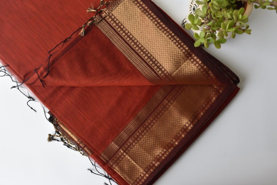 Maheshwari Patti Border Red Saree - Image 7