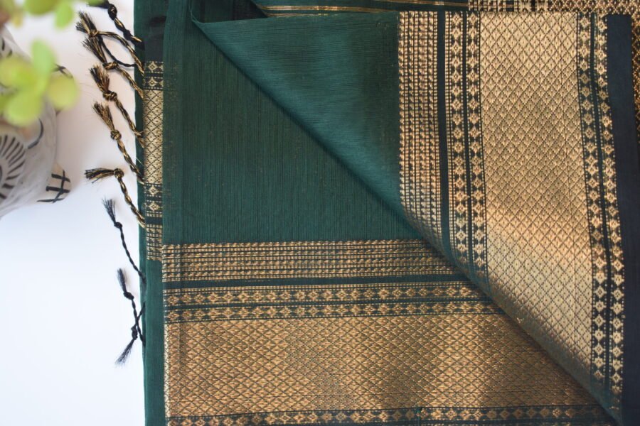 Maheshwari Patti Border Green Saree - Image 5