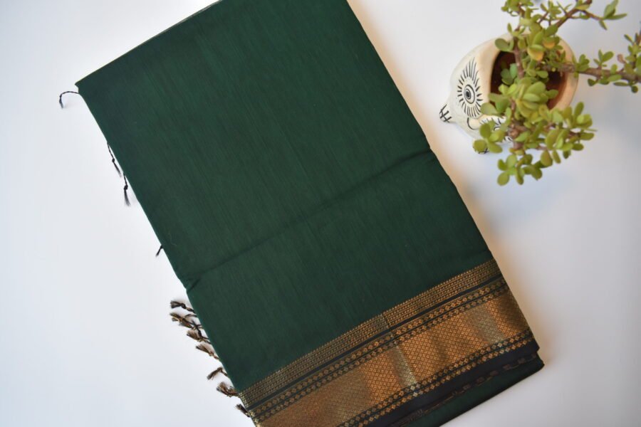 Maheshwari Patti Border Green Saree - Image 11