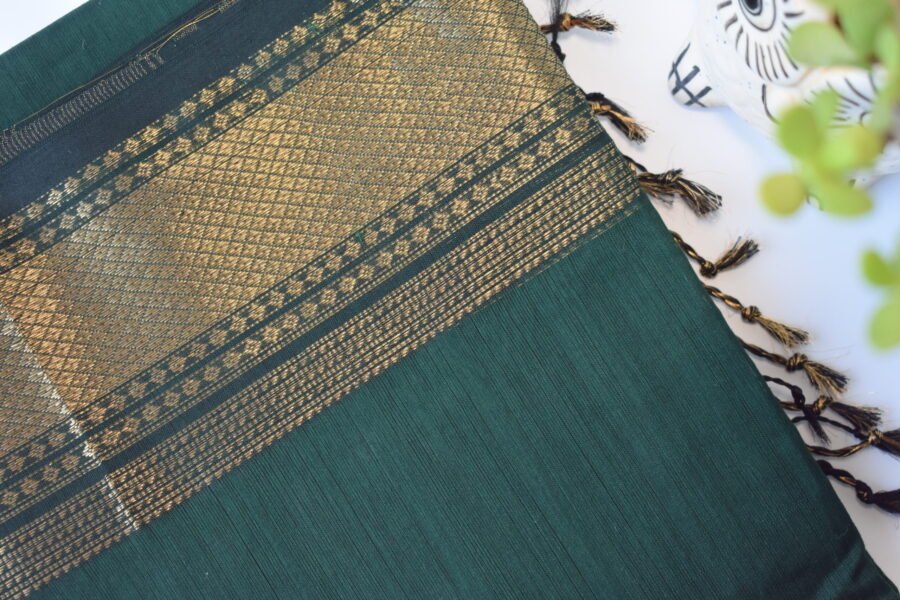 Maheshwari Patti Border Green Saree - Image 15