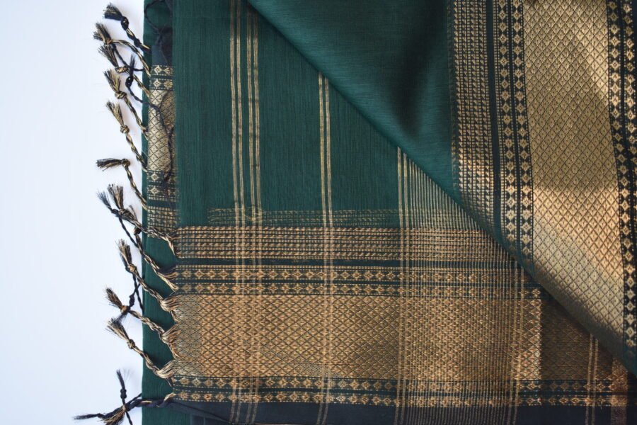 Maheshwari Patti Border Green Saree - Image 8