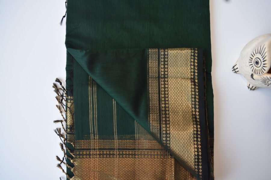 Maheshwari Patti Border Green Saree - Image 9