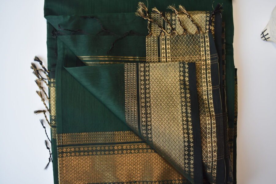 Maheshwari Patti Border Green Saree - Image 4