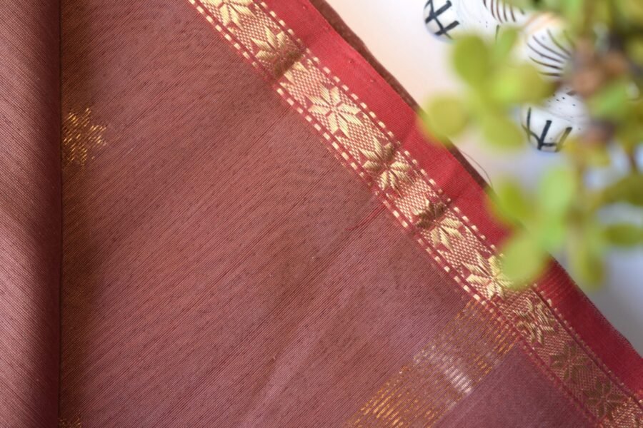 Maheshwari Chameli Border Dusty Rose Saree - Image 9