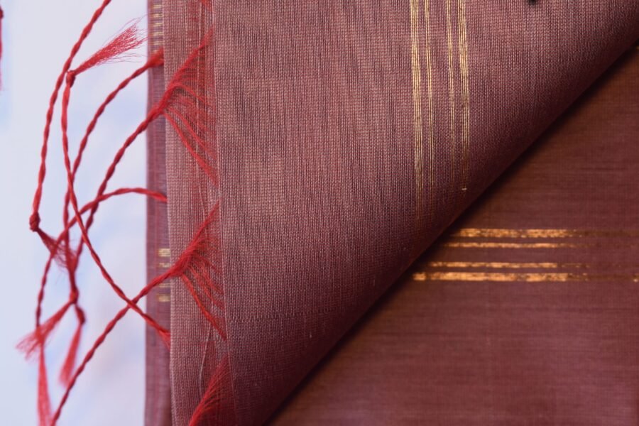 Maheshwari Chameli Border Dusty Rose Saree - Image 13
