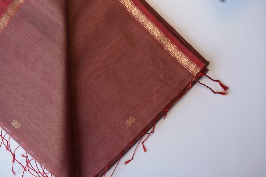 Maheshwari Chameli Border Dusty Rose Saree - Image 20