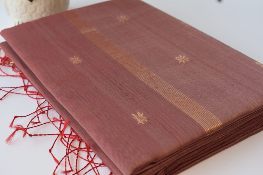 Maheshwari Chameli Border Dusty Rose Saree - Image 14