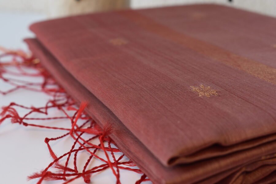 Maheshwari Chameli Border Dusty Rose Saree - Image 15