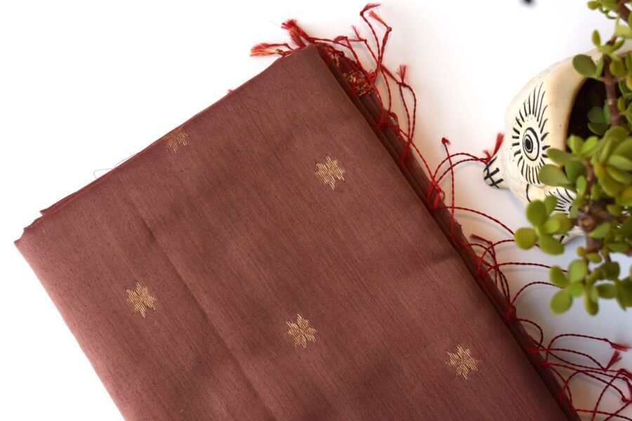 Maheshwari Chameli Border Dusty Rose Saree - Image 7