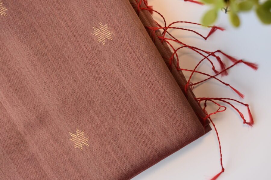 Maheshwari Chameli Border Dusty Rose Saree - Image 6