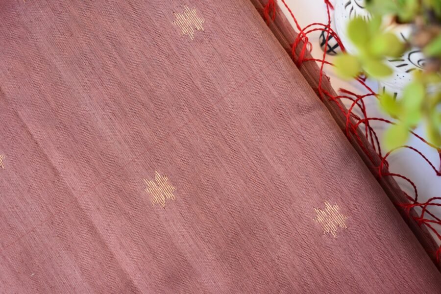 Maheshwari Chameli Border Dusty Rose Saree - Image 11