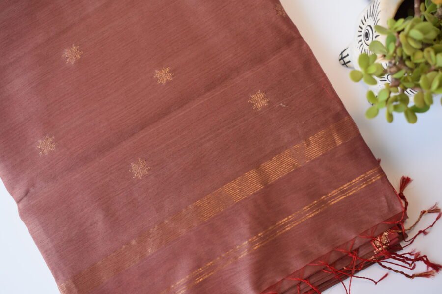 Maheshwari Chameli Border Dusty Rose Saree - Image 16