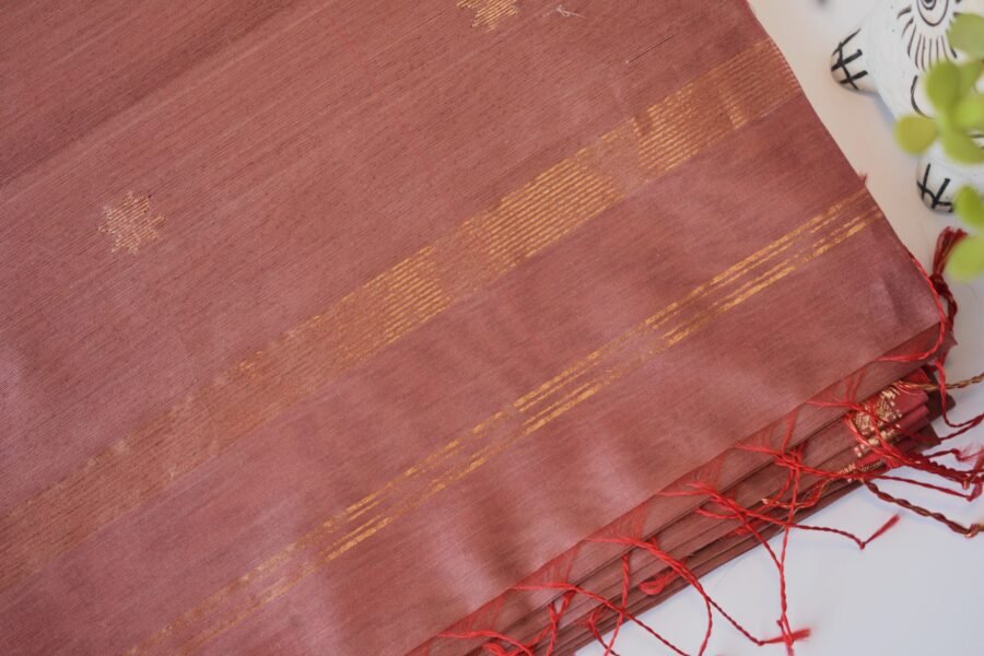 Maheshwari Chameli Border Dusty Rose Saree - Image 19