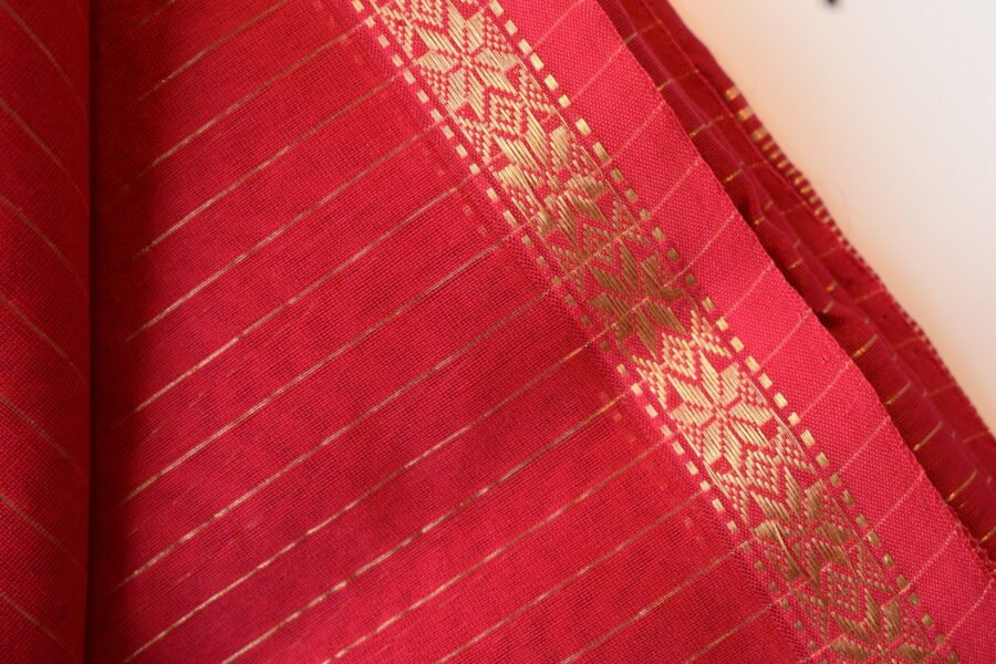 maheshwari-chameli-border-goldenstripes-hotpink-saree