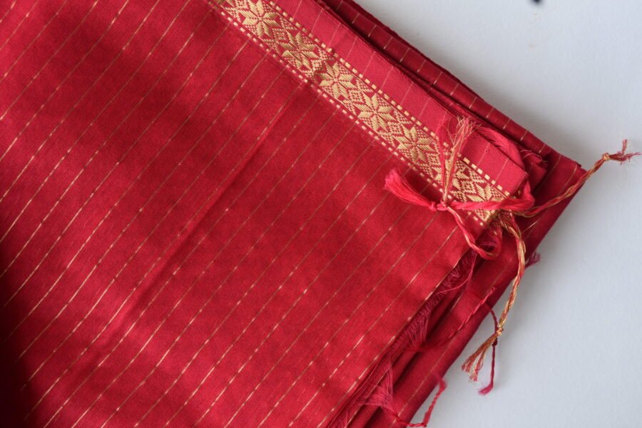 maheshwari-chameli-border-goldenstripes-hotpink-saree
