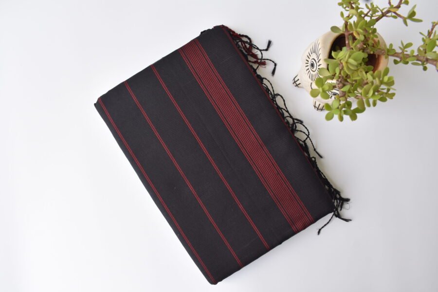 Maheshwari V Border Black Saree
