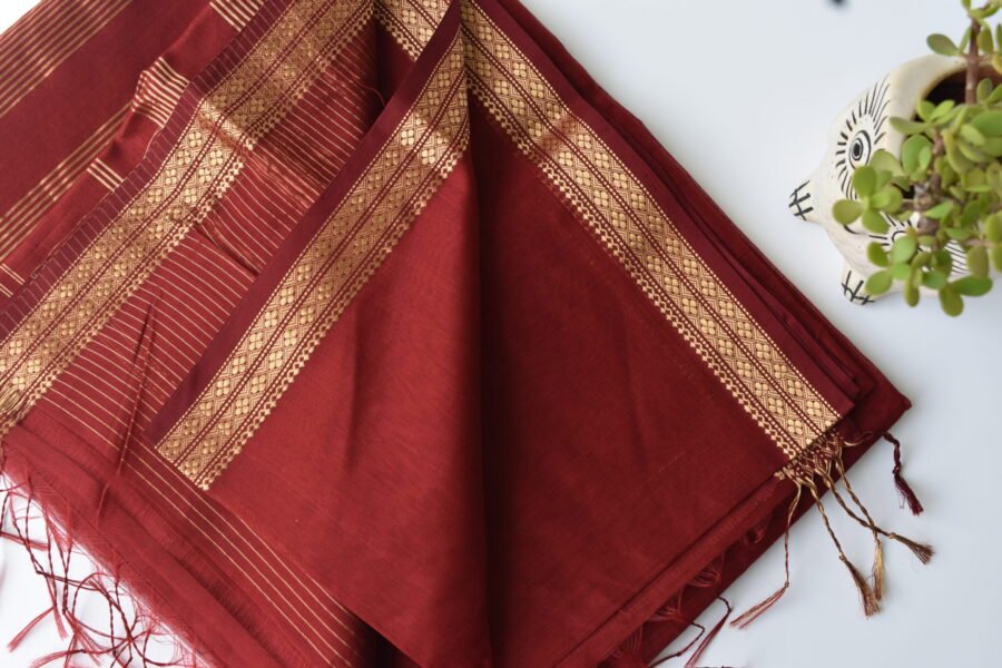 maheshwari-diamond-border-maroon-saree